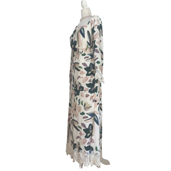 Stone Cold Fox Silk floral Off One Shoulder Maxi Dress with Lace detailing Rare - Picture 5 of 16